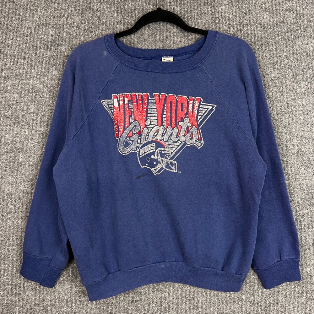 Vintage New York Giants Crewneck Sweatshirt Pullover Raglan Sleeve‎ Spellout L
